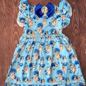 Bluey and Bingo Dress and Bow
